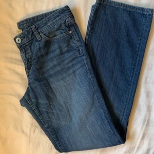 COPY - Banana Republic bootleg mid rinse broken in jeans mid rise
